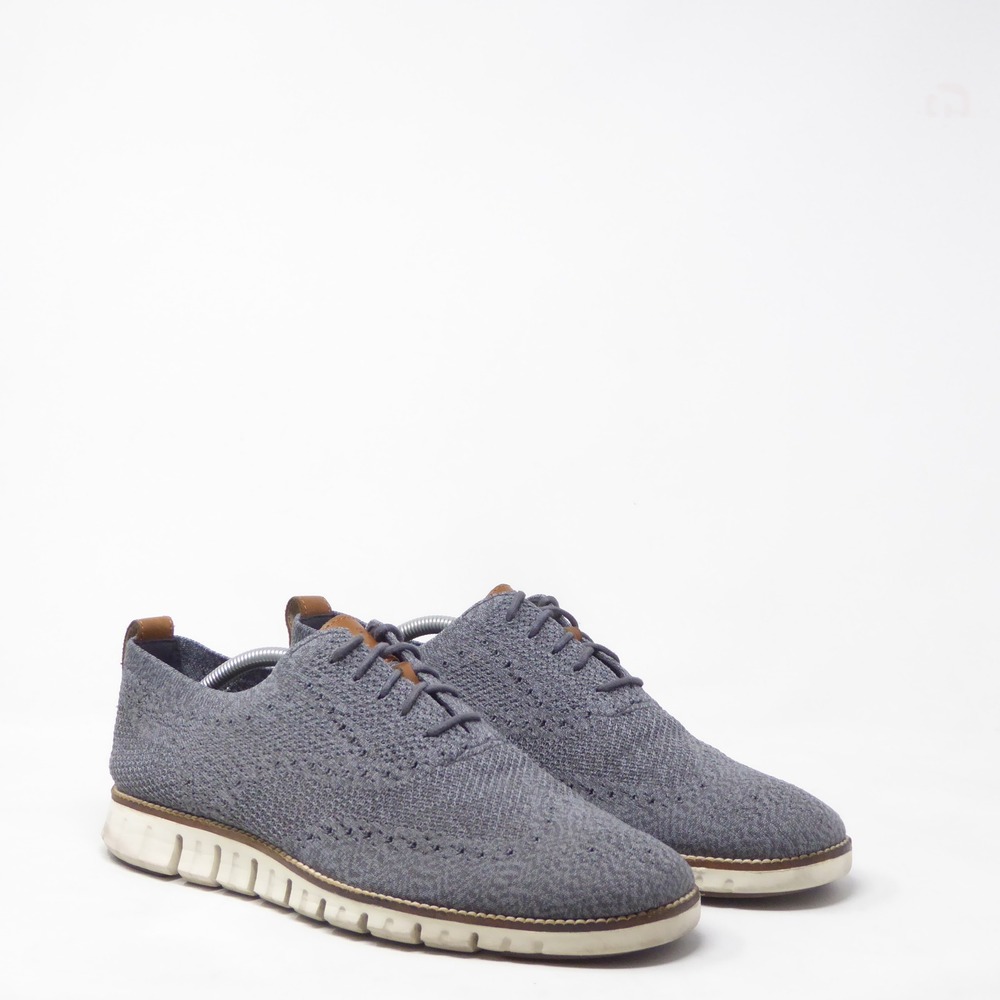 Cole Haan Mens Zerogrand Stitchlite Wingtip Oxfords Gray Knit C27692 Size 10.5